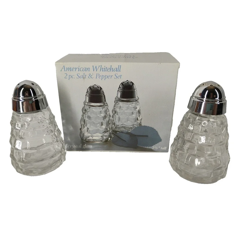 NEW Vintage American Whitehall Crystal Indiana Glass USA Salt & Pepper Shakers‎
